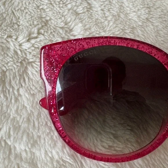 Gucci Women's‎ Gradient Cat Eye Sunglasses Sparkly Pink GG0035S - Picture 4 of 12